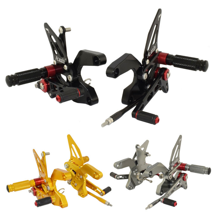 TCMT Black Aluminum Front Rider Foot Pegs For Kawasaki Z900 2017-2024 | Left & Right Pedal Bracket Set