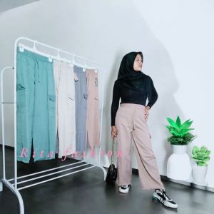 Kulot Cargo Celana Cargo Aromalin Kulot Katun Model Rawis Highwaist Premium
