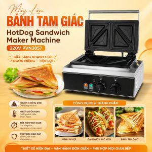 Máy Làm Bánh Hotdog 4 Tam Giác_Máy Điện Công Nghiệp 220V Bánh Mì Sandwich Fy113 + Tặng Công Thức PVN3857