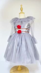 Halloween Gray Joker Costume Girls Carnival Cosplay Creepy Clown Costume Children Dress Up Party Clothes2026