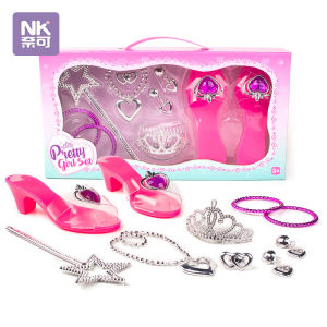 [Free Shipping] ChildrenS Play House Accessories Toy Crystal High Heels Necklace Bracelet Backpack Set Girls Toy