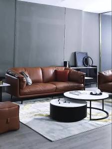 Italian Style Luxury Leather Sofa Set 1-Seated to 5-Seated Minimalist Living Room TV Console Sofas Bed