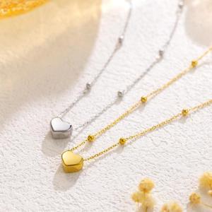 [haoh] Thép không gỉ màu vàng trái tim tình yêu Chuỗi vòng cổ vòng tay Bông tai cho phụ nữ cô gái thời trang mới không phai Bộ đồ trang sức