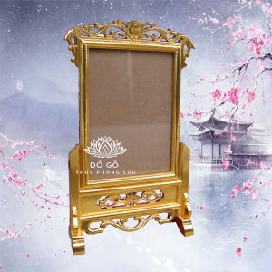 Khung ảnh thờ mành hoa lá đơn gia tiên gỗ hương 21x31