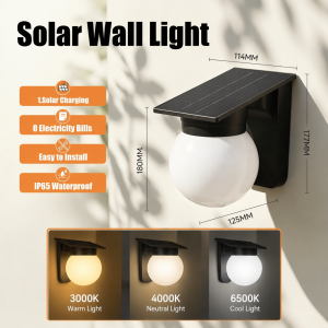 CHENBEN Solar Wall Lamp Outdoor Waterproof Solar Pillar Gate Light Automatic Sensor LED 3 Colors Garden Post Lights