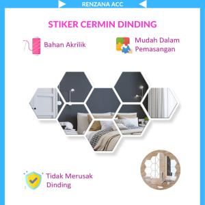 Stiker Cermin Dinding Anti Pecah Tempel Persegi Rectangular 15X15cm Decoration Sticker Square PVC