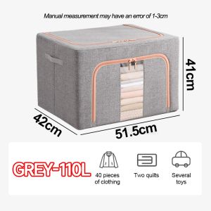 Large Foldable Storage Box Water Proof Foldable Storage Box Oxford Cloth Material Foldable Quilt Steel Storage Wardrobe Organizer
