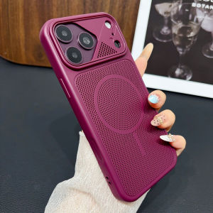 New Heat Dissipation Mesh For Magsafe Magnetic Case For iPhone 18 17 Air 16 15 14 13 Pro Max Matte Shockproof Cooling Back Cover