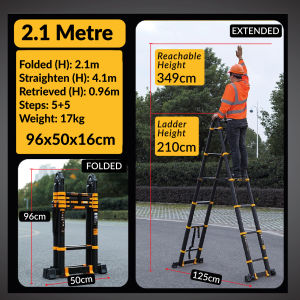 2.1M Double Sided Telescopic Ladder Extendable Foldable Portable Multifunction Multipurpose Tangga Lipat Heavy Duty