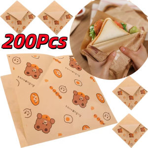 200Pcs Greaseproof Paper Bag for Sandwich Donut Bread Triangle Kraft Food Wrappers
