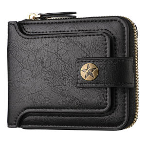 Ielgy ví mới Ví đựng xu Khóa Ví đựng thẻ Ngắn đa chức năng cho nam