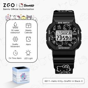 ZGO Sanrio Kuromi Watch For Kids 50M Waterproof Electronic Boys Girls Sports Watch Student Female Watch Birthday Gifts 8611