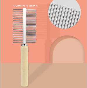 Lược chải lông rụng gỡ rối lông cho Chó Mèo cán gỗ (mẫu mới) - Love Pets Shop