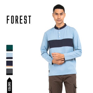 Forest Premium Weight Cotton Slim Fit Mandarin Collar Long Sleeve T Shirt Men | T Shirt Lelaki Lengan Panjang - 621308