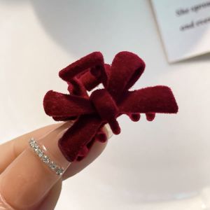 Velvet Klip Rambut Bow 🎀 3cm Mini Hair Claw Clip Red Black Fringe Bangs Princess Style Hair Accessories