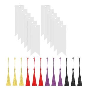 12 cái đồ dánh dấu sách Trắng thiết lập Acrylic hình chữ nhật Bookmark với đầy màu sắc tua rõ ràng bookmark cho handmde dự án