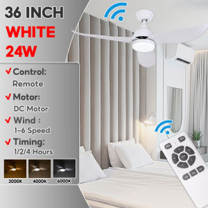 Ceiling Fan With Light DC Motor 36/46"/52" Tri-Color LED Light Remote Control