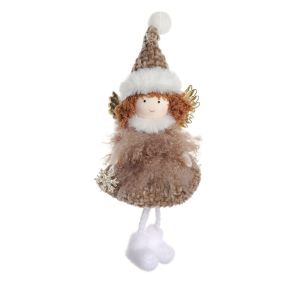 XUANY Handmade Christmas Angel Dolls Pendant Cloth Wing Cartoon Christmas Tree Decoration Kids Gift Crafts Angel Girl Hanging Pendant Festival