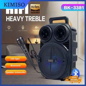 MKC KIMISO-3381 SPEAKER BLUETOOTH KARAOKE 2024 NEW 6.5 -INCH BLUETOOTH SOUNDS OUTDOOR LIFT BASS GUN DENGAN MIKROFON K LAGU SQUARE DANCE SPEAKER