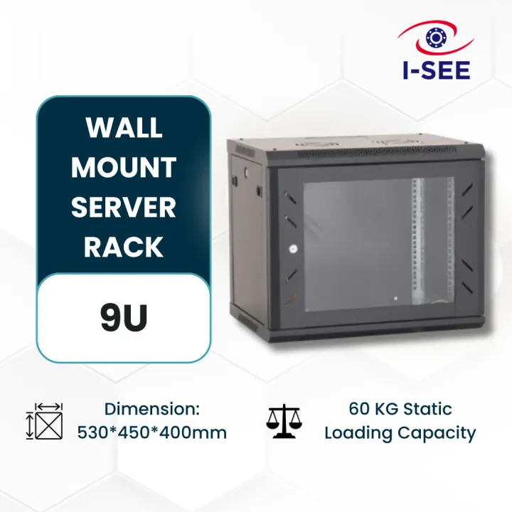 Wall Mount Server Rack 9U (53*45*40cm)with Rack cooling Fan, CCTV Recorder Data Storage Switch Stand Rack