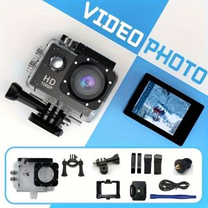 1080P HD Action Camera with 140° Wide-Angle Lens - Automatic Exposure Digital Stabilization Fish-Eye Effect Rechargeable Battery USB Charging MP4 Video Format Outdoor Sports Camera|Wide Angle Lens|Digital Stabilization
