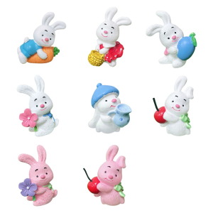 Con thỏ đáng yêu bánh toppers thỏ figurine cho lễ hội bên trang trí và nhà giọng Nhà búp bê phụ kiện