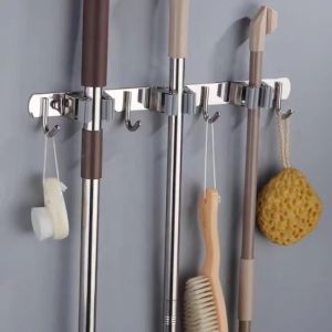 Broom Hook Holder Wall Mount Mop Organizer Holder 304Stainless Steel Storage Hook Kitchen Bathroom Organization