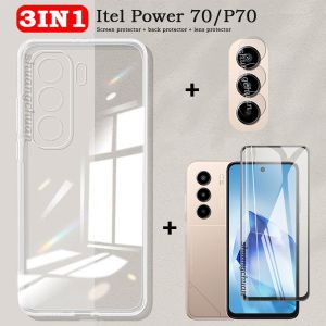 3IN1 For Itel P70 screen tempered glass film Itel Power 70 HD full screen tempered glass film Camera lens film P70 Ultra-thin original mobile phone case