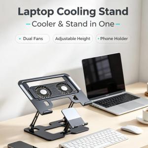 2 in 1 Laptop Smart Phone Holder Heightening Vertical Heat Dissipation Folding Ergonomic Office Liftable Bracket