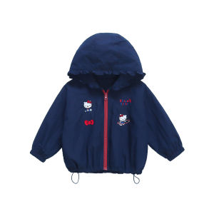 Christmas gifts Halloween Kawaii Anime Hello Kitty Girl Clothes Sanrio Cartoon Fashion Spring Autumn Jacket Hooded Coat Childrens Sweet Cmfort Clothing