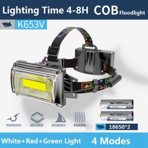 SmilingShark Đèn Pha K653 Đèn Pha Led COB Đèn Pha Mạnh Sạc USB Đèn Pha Chống Nước Màu Trắng Đỏ Xanh Lá Cây Đèn Pha Cứu Hộ Dùng Chung Cho Câu Cá Đi Bộ Đường Dài Tìm Kiếm Khẩn Cấp Sửa Chữa Ô Tô Ban Đêm Ngoài Trời