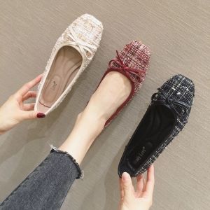 Women square toe flat ballet shoes ladies comfort boat shoes