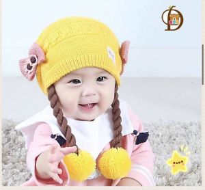 For 3 to 36 months --Smart Baby Korean Fashion Cute Wool Hair Hat New Toddler Infant Child Baby Boys Girls Soft Cotton Knitted Trend Hair Hat Gift M04 LH