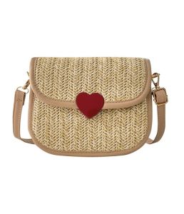 กระเป๋าสานหัวใจ ประดับด้วยไข่มุก กระเป๋าสะพาย เเฟชั่นสำหรับสตรี ลำลอง น้ำหนักเบา