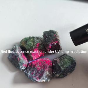 Natural Raw Emerald Sapphire Ruby Red Blue Green Gemstone Stone UV Fluorescence Reaction Home Decoration Stone Mineral Specimens