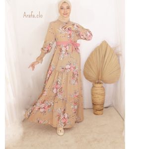 (sabrina) Humaira Maxi Dress Wanita Premium Bahan Wolfis Lembut Tidak Nerawang Motif Bunga Cantik dan Mewah Size MLXLXXL Resleting Depan ( Busui Friendly ) / Dress Jumbo Wanita / Dress Panjang Wanita Kekinian 2022 Terbaru / (Bisa COD)