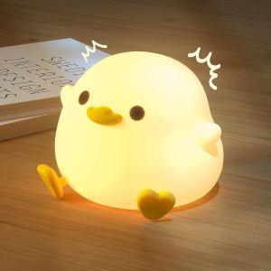 Duck Night Light Silicone Squishy LED Bedside Touch Sensor Dimmable USB Rechargeable Sleeping Light Bedroom Gift
