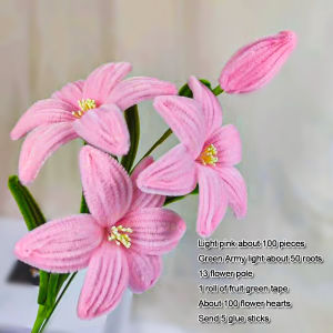 【1-3 Days Delivery】DIY Multicolour Tulips Lily Fuzzy Wire Bouquet Material Twisted Stick Craft Flower Children Handmade Toy Set