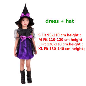 Witch Elves Kids Baby Girls Cosplay Costume Magic Dress Pointed Hat Carnival Clothes Children