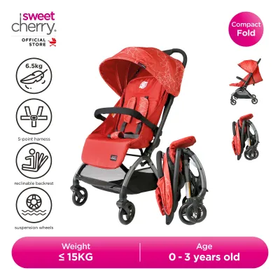 Sweet Cherry Lightweight Cabin Size Compact Folded Baby Stroller LD650 Oasis Stroller Suitable for Newborn to 3 Years Old