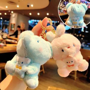 XUNXUAN สัตว์สัตว์สัตว์ พวงกุญแจตุ๊กตาสัตว์ กระต่ายกระต่ายกระต่าย หมีสำหรับเด็ก พวงกุญแจตุ๊กตาชุดกอด ของใหม่ ช้างสีฟ้า จี้ตุ๊กตาสัตว์ยัดไส้ ที่วางกุญแจ