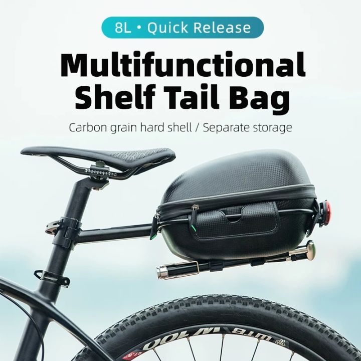 Bike Rear Rack Hard Shell ROCKBROS Bike Rear Bag Waterproof Hard Shell MTB Trunk Bag Big Capacity ...