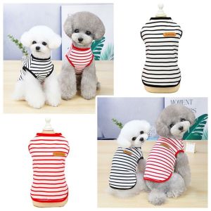 MASTERYX Sọc sọc Áo ghi lê không tay cho chó con Xuân Hè Bông Quần áo chó Dễ thương Thường ngày Áo thun hình mèo con dành cho chó nhỏ và chó lớn