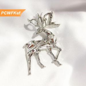 【PCWFKef】 ประณีตน่ารักทองคริสต์มาสกวางสัตว์เข็มกลัดเสื้อผ้าอุปกรณ์อเนกประสงค์