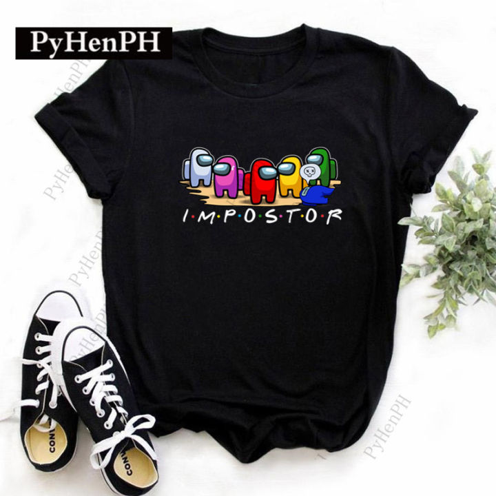 2025 New Year Spring Festival Among Us T shirt  Serigala Api Super Membunuh Cetakan Bunga Permainan T T-Shirt untuk Lelaki dan Wanita Memakai Topi Lengan Pendek Hitam  COD