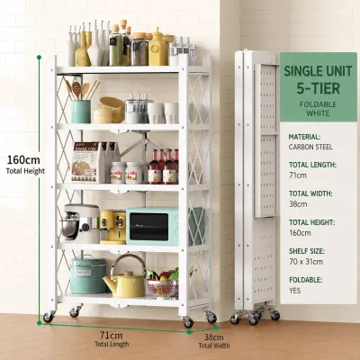 🇸🇬 🔥 Koala Home Folding Kitchen Storage Rack/Shelf Installation-Free with Wheels/Foldable Kitchen Storage Rack/Shelf