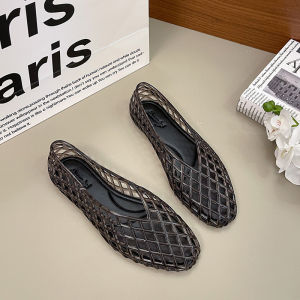 Free Shipping V-Shaped New Crystal Jelly Shoes Fashionable And Versatile Comfortable Flat Shoes Casual Sandals Mesh Sneakers For Women