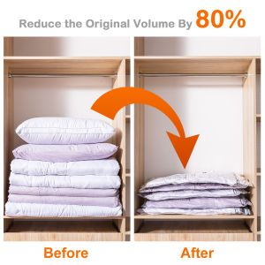[In Stock] Free Pump + 5PCS 70x50CM Clothes Storage Vacuum Compression Bags Wardrobe Organizers Plastic Bag (Transparent)