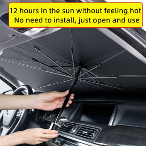 Car Sun Shade Foldable Car Sunshade Umbrella Front and Rear Windshield Car Sunshade Sunscreen Insulation Sunshade Retractable Portable UV Protection Suitable for All Vehicles