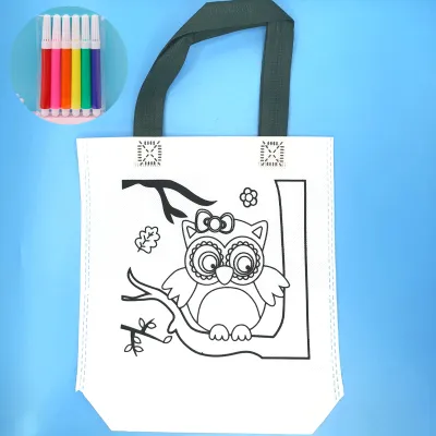 DIY Coloring Art Bags For Kids Cartoon Graffiti Bag Drawing Educational Toys Eco-friendly Materials Lootbag Filler / Paninda